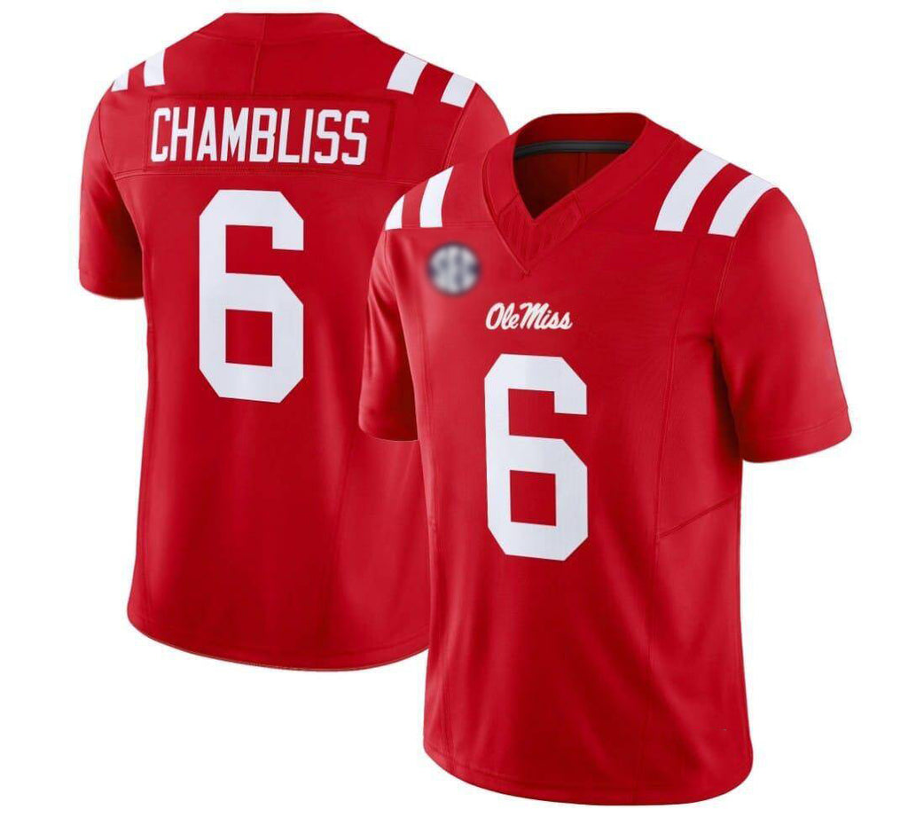 Rebec O.Miss Rebels #6 Trinidad Chambliss Red Replica Football College Jerseys