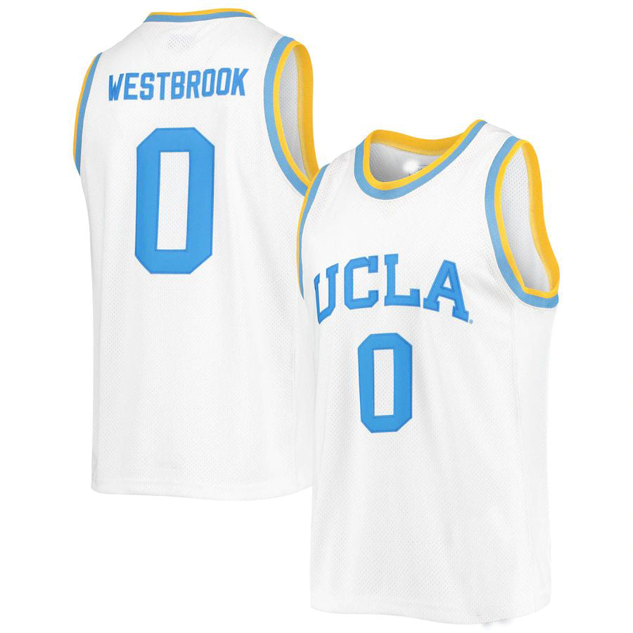 Rebec U.Bruins #0 Russell Westbrook Original Retro Brand Commemorative Classic Basketball Jersey White Stitched American College Jerseys