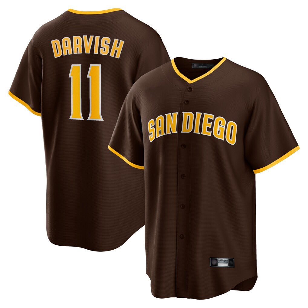 Rebec S.Diego Padres #11 Yu Darvish Player Brown Alternate Replica Game Stitched Jerseys