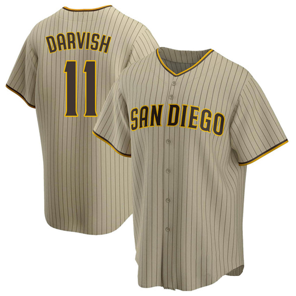 Rebec S.Diego Padres #11 Yu Darvish Player Khaki Home Game Stitched Jerseys
