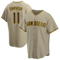 Rebec S.Diego Padres #11 Yu Darvish Player Khaki Home Game Stitched Jerseys