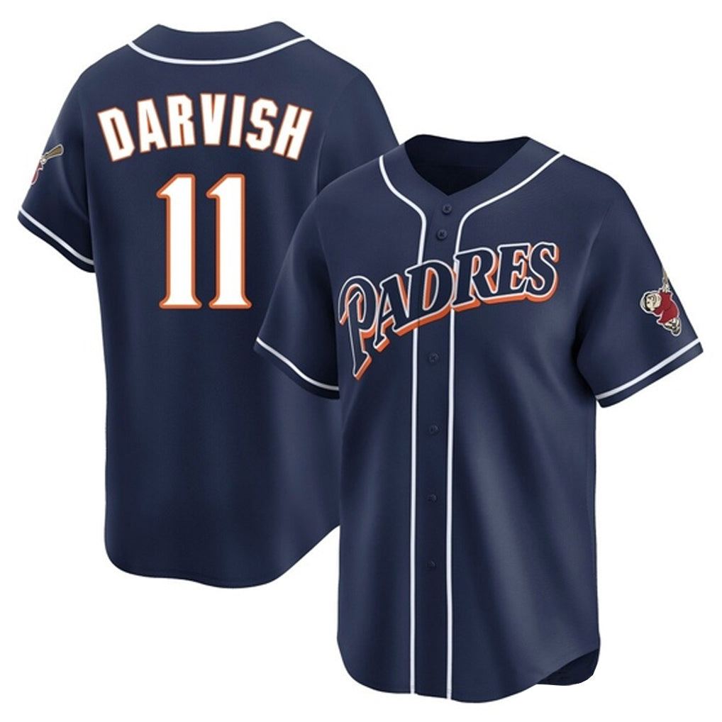 Rebec S.Diego Padres #11 Yu Darvish Player Navy Cooperstown Collection Limited Home Stitched Jerseys
