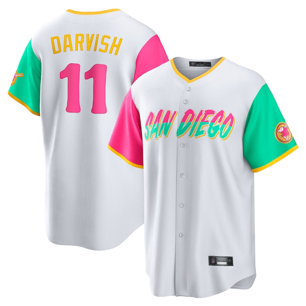 Rebec S.Diego Padres #11 Yu Darvish Player White City Connect Home Game Stitched Jerseys