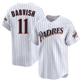 Rebec S.Diego Padres #11 Yu Darvish Player White Cooperstown Collection Limited Home Stitched Jerseys