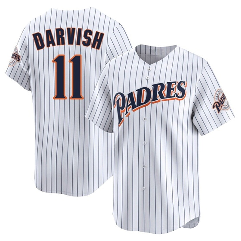 Rebec S.Diego Padres #11 Yu Darvish Player White Cooperstown Collection Limited Home Stitched Jerseys