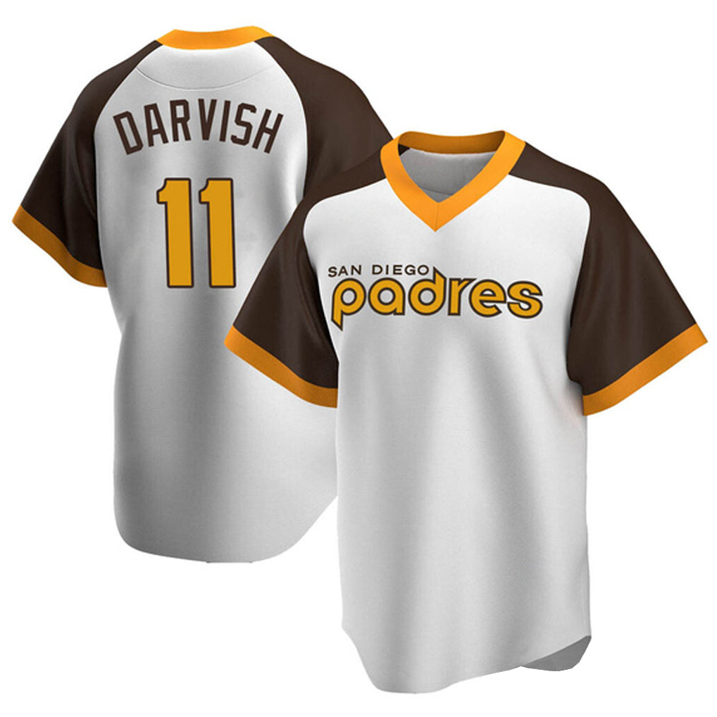 Rebec S.Diego Padres #11 Yu Darvish Player White Home Cooperstown Collection Replica Game Stitched Jerseys