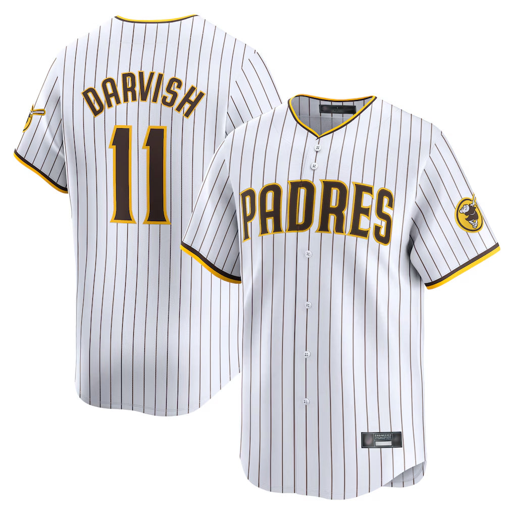 Rebec S.Diego Padres #11 Yu Darvish Player White Home Limited Stitched Jerseys