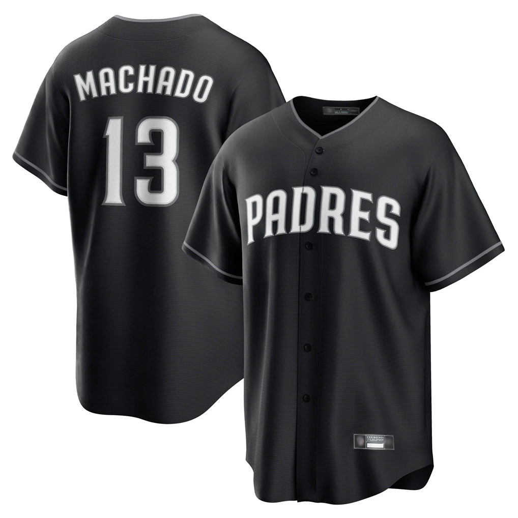 Rebec S.Diego Padres #13 Manny Machado Player Black Home Game Stitched Jerseys
