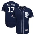 Rebec S.Diego Padres #13 Manny Machado Player Navy Majestic Patch Flex Base Game Stitched Jerseys