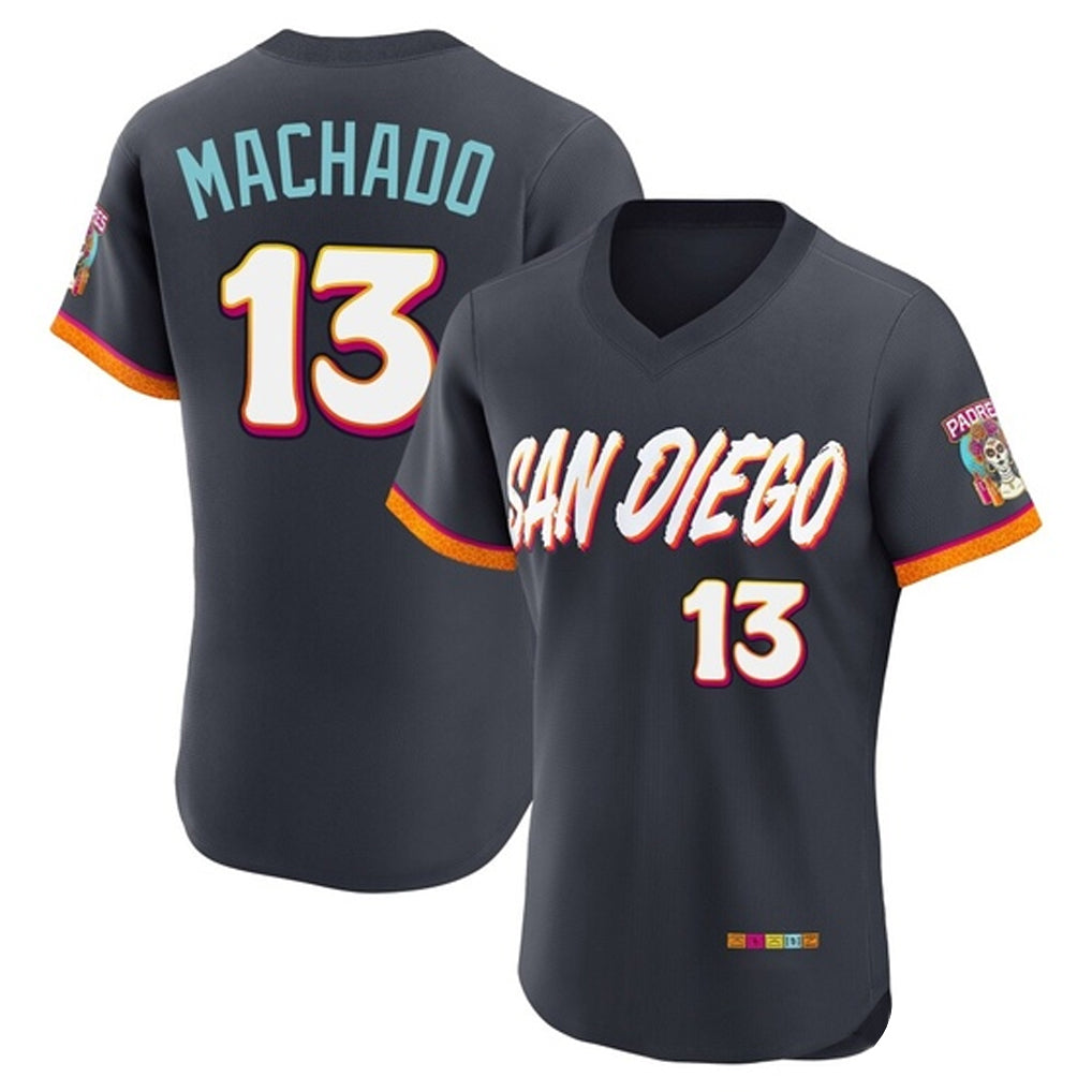Rebec S.Diego Padres #13 Manny Machado Player Obsidian 2026 City Connect Home Elite T-shirt Stitched Jerseys
