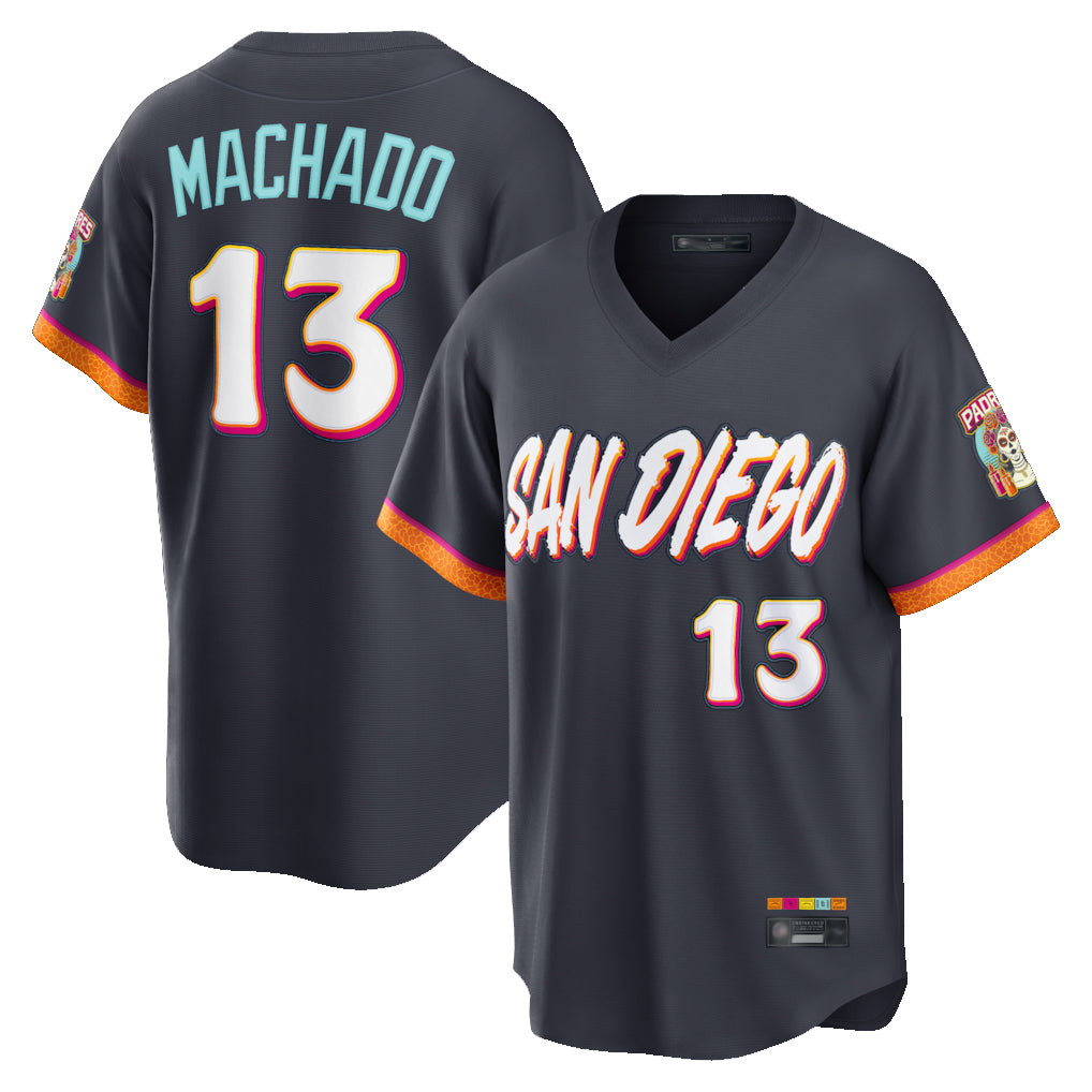 Rebec S.Diego Padres #13 Manny Machado Player Obsidian 2026 City Connect Home Game T-shirt Stitched Jerseys