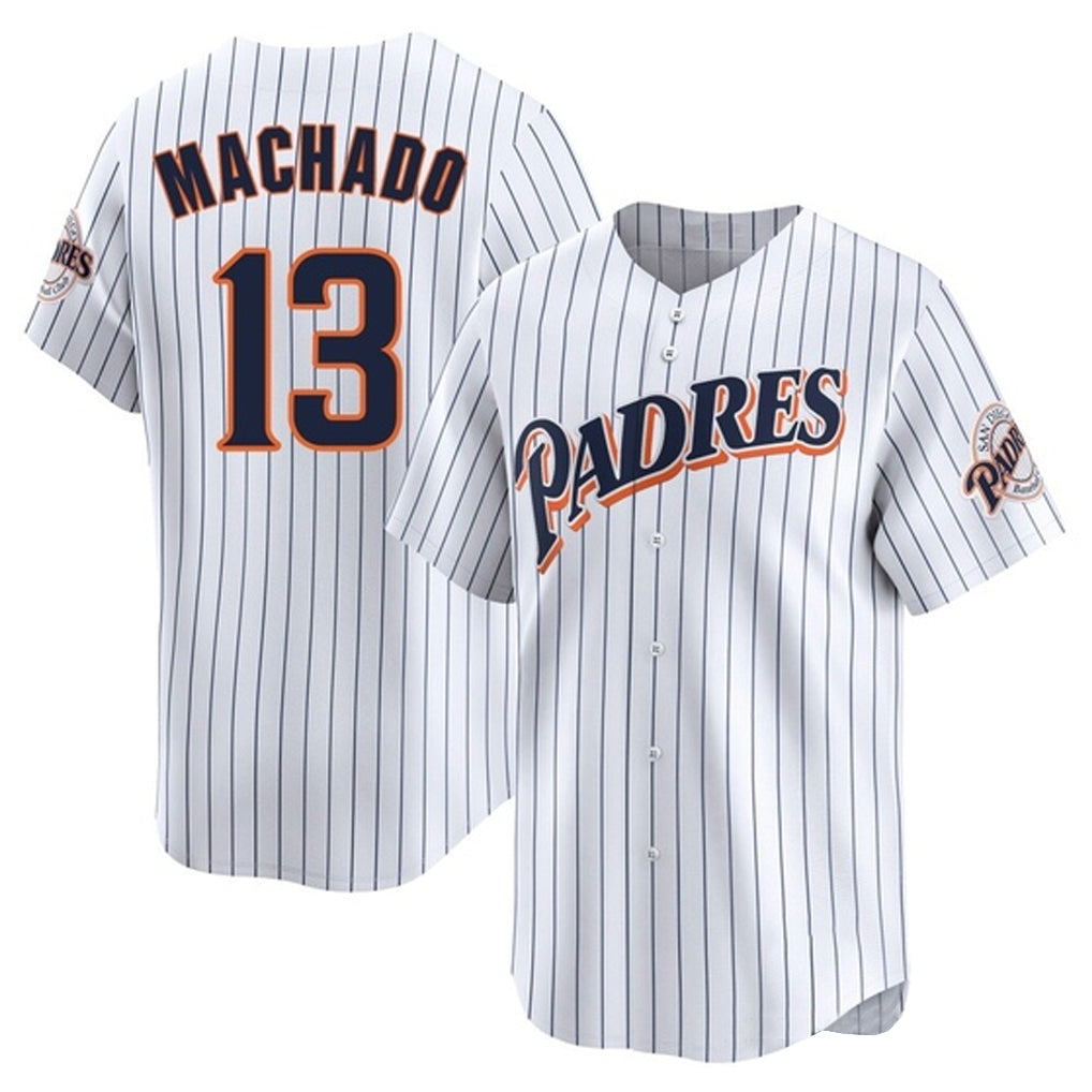 Rebec S.Diego Padres #13 Manny Machado Player White Cooperstown Collection Limited Home Stitched Jerseys