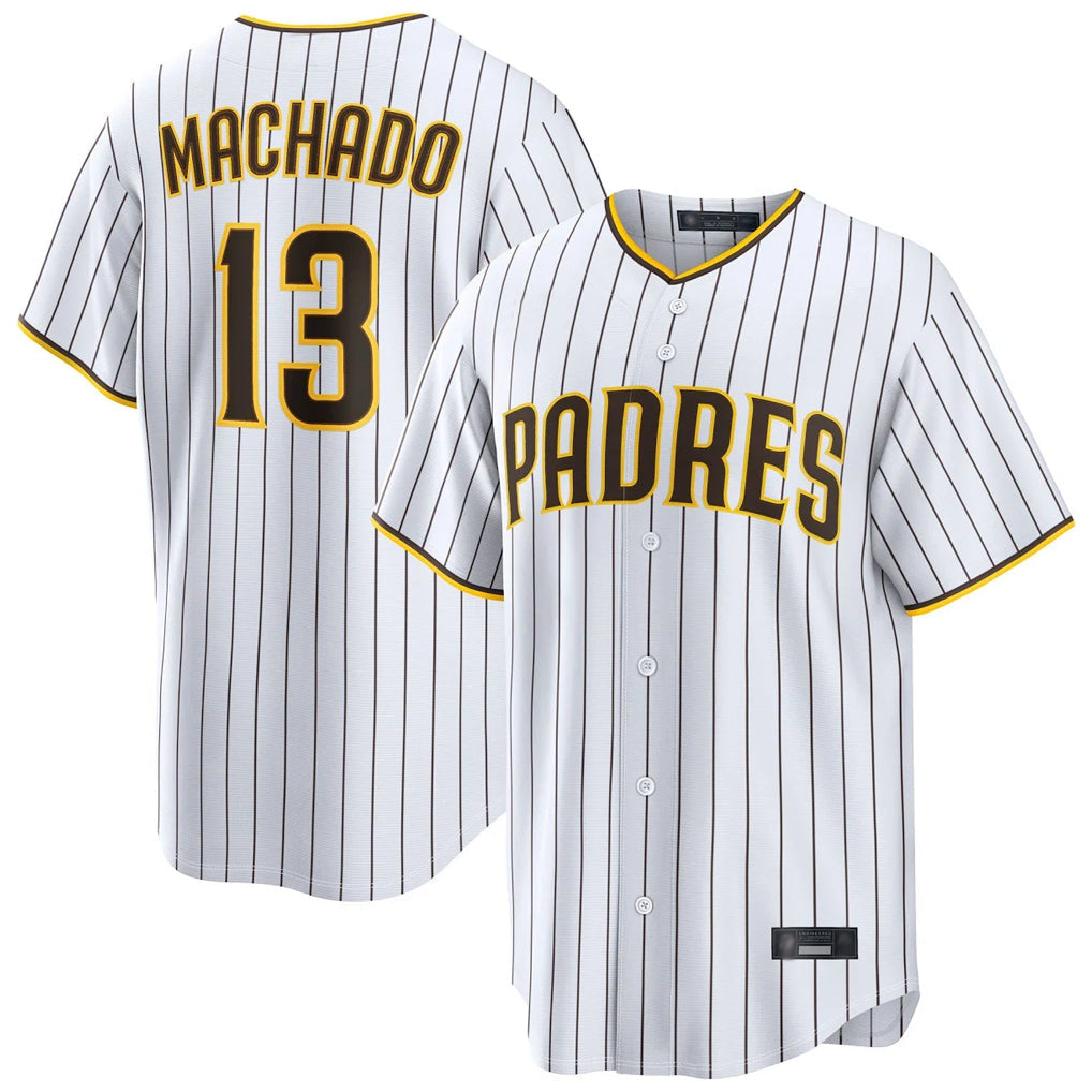 Rebec S.Diego Padres #13 Manny Machado Player White Home Limited Stitched Jerseys