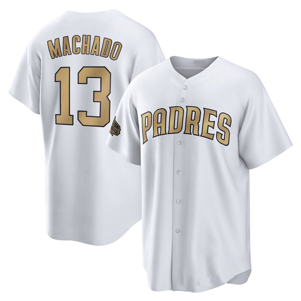 Rebec S.Diego Padres #13 Manny Machado Player White Replica All-Star Game Home Stitched Jerseys