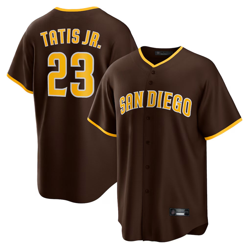 Rebec S.Diego Padres #23 Fernando Tatis Jr Player Brown Alternate Replica Game Stitched Jerseys
