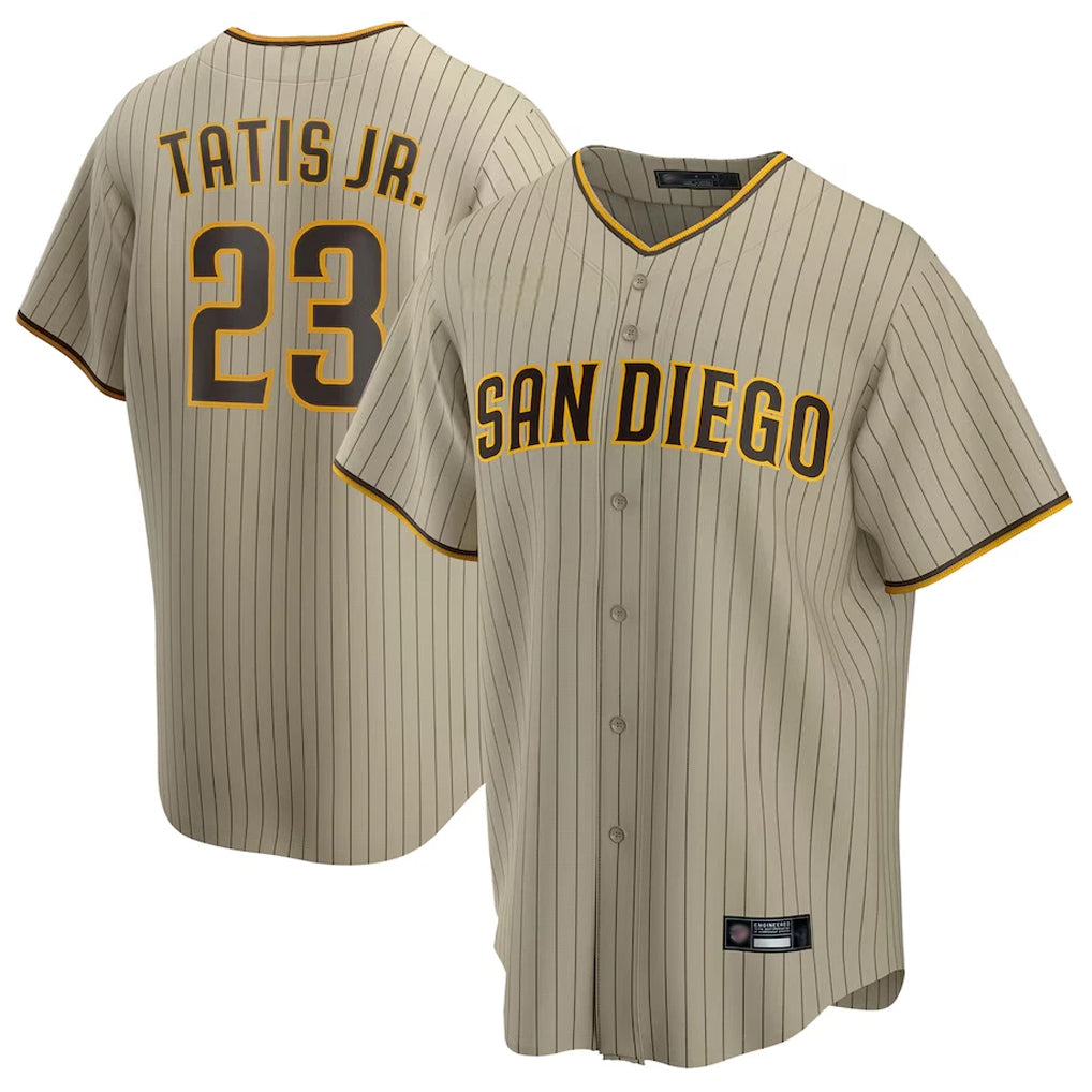 Rebec S.Diego Padres #23 Fernando Tatis Jr Player Khaki Home Game Stitched Jerseys