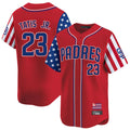 Rebec S.Diego Padres #23 Fernando Tatis Jr Player Red Independence Day Home Limited Stitched Jerseys