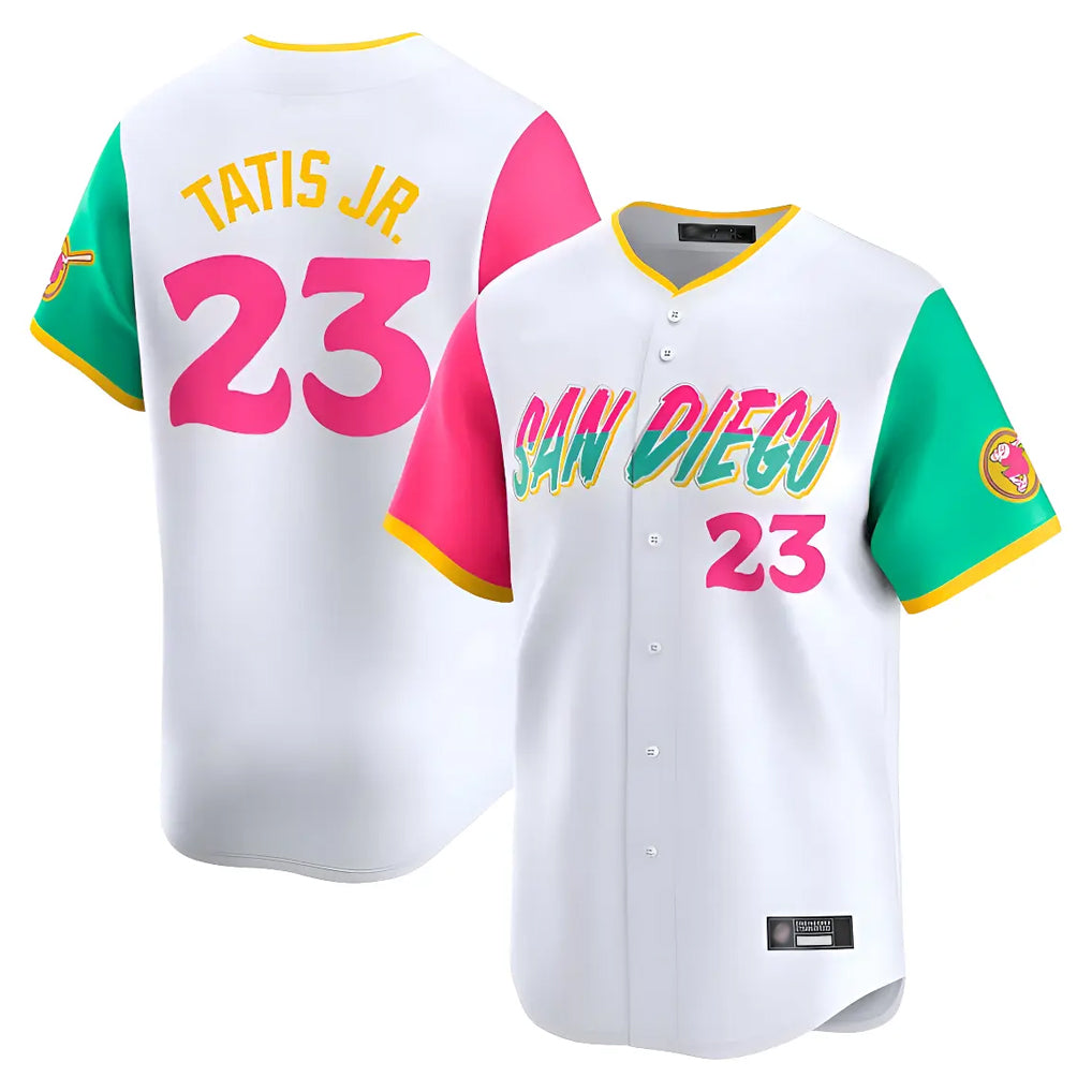 Rebec S.Diego Padres #23 Fernando Tatis Jr Player White City Connect Home Limited Stitched Jerseys