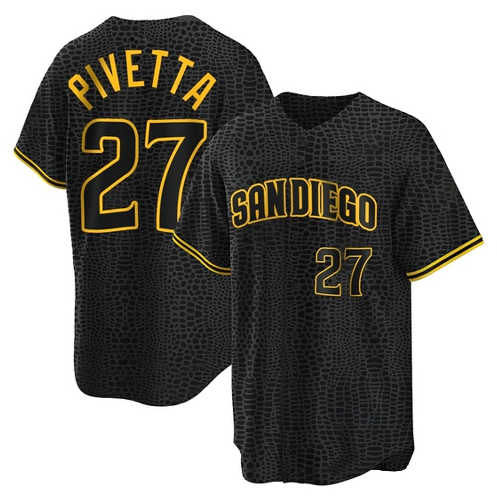 Rebec S.Diego Padres #27 Nick Pivetta Player Black Snake Skin City Home Game Stitched Jerseys