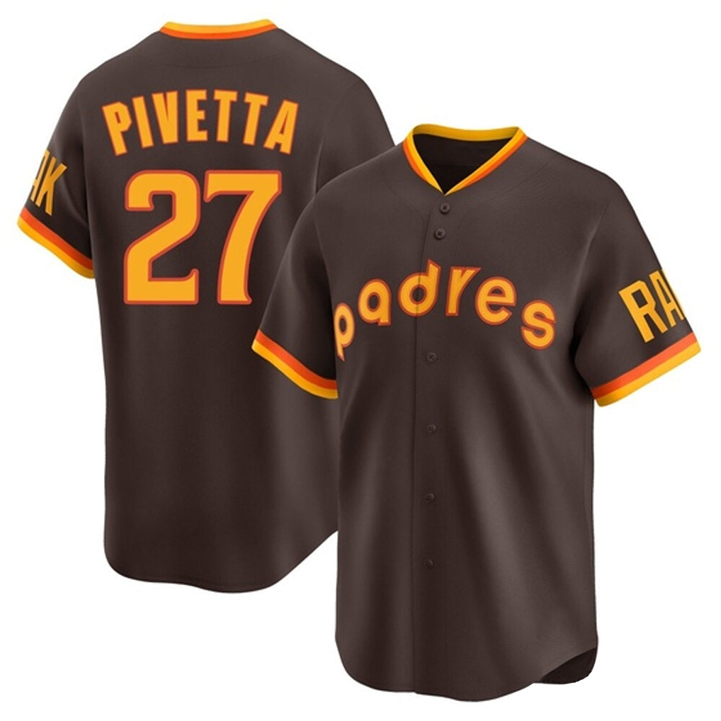 Rebec S.Diego Padres #27 Nick Pivetta Player Brown Home Cooperstown Collection Replica Game Stitched Jerseys