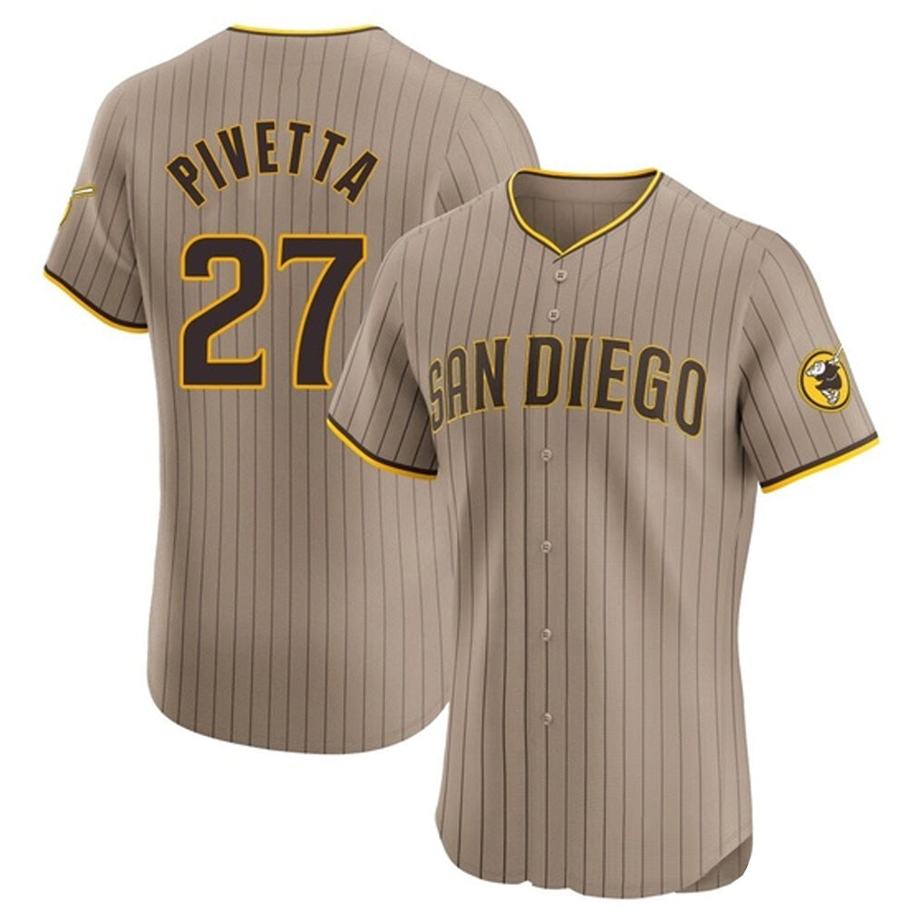Rebec S.Diego Padres #27 Nick Pivetta Player Khaki Home Limited Elite Stitched Jerseys