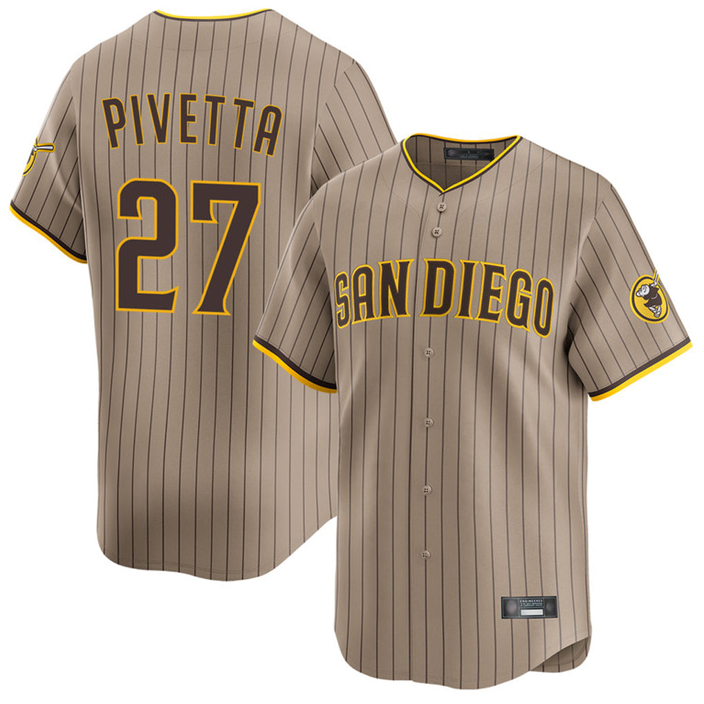 Rebec S.Diego Padres #27 Nick Pivetta Player Khaki Home Limited Stitched Jerseys