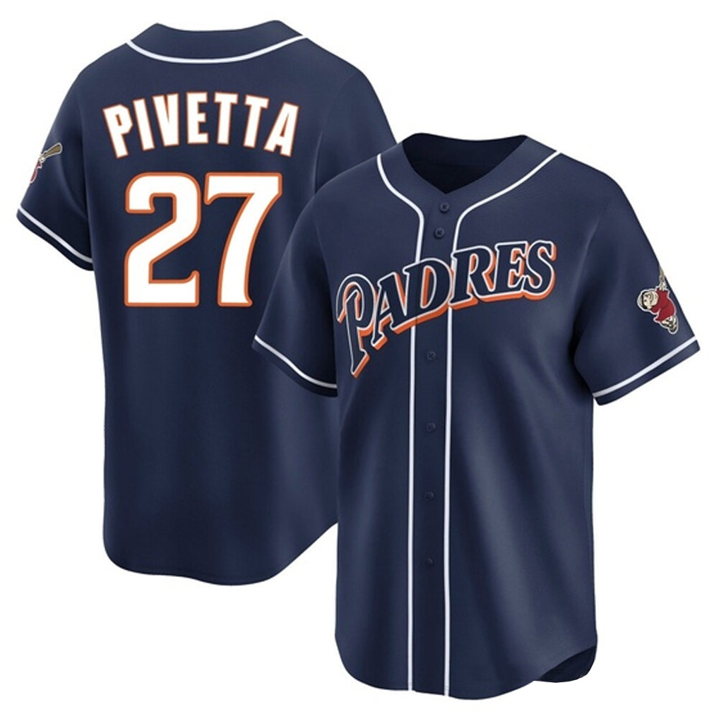 Rebec S.Diego Padres #27 Nick Pivetta Player Navy Cooperstown Collection Limited Home Stitched Jerseys
