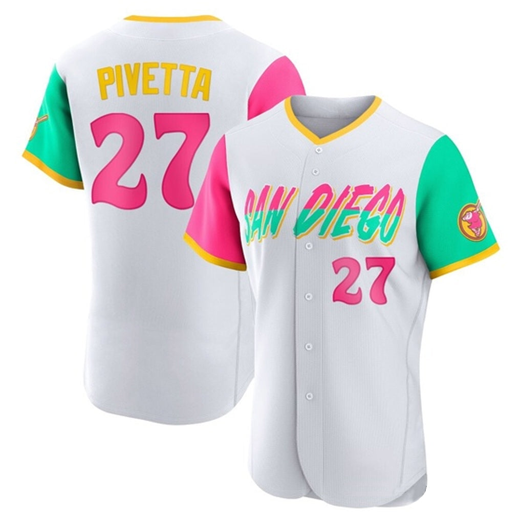 Rebec S.Diego Padres #27 Nick Pivetta Player White City Connect Home Limited Elite Stitched Jerseys