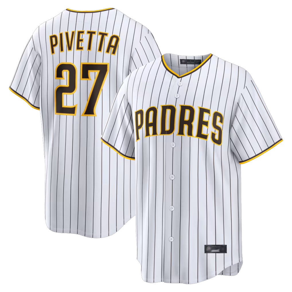 Rebec S.Diego Padres #27 Nick Pivetta Player White Home Limited Stitched Jerseys