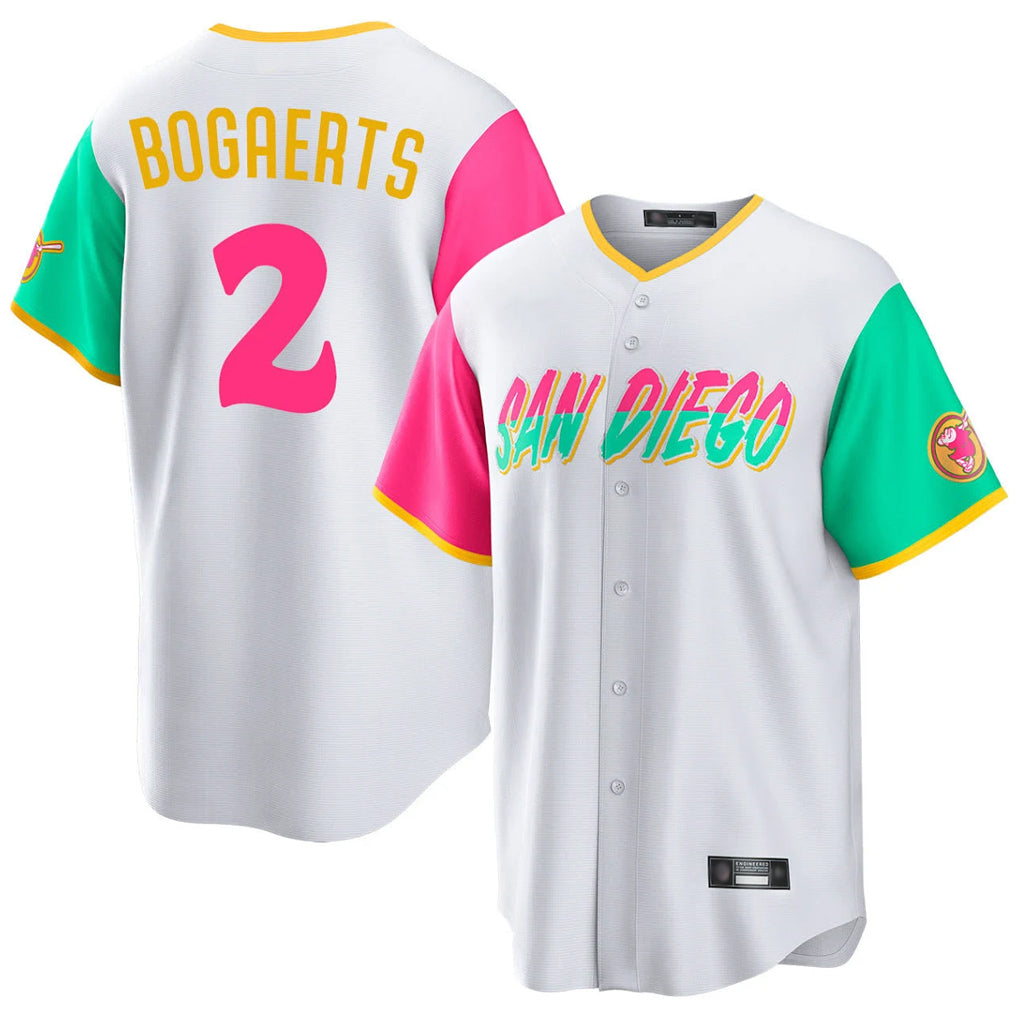 Rebec S.Diego Padres #2 Xander Bogaerts Player White City Connect Home Game Stitched Jerseys
