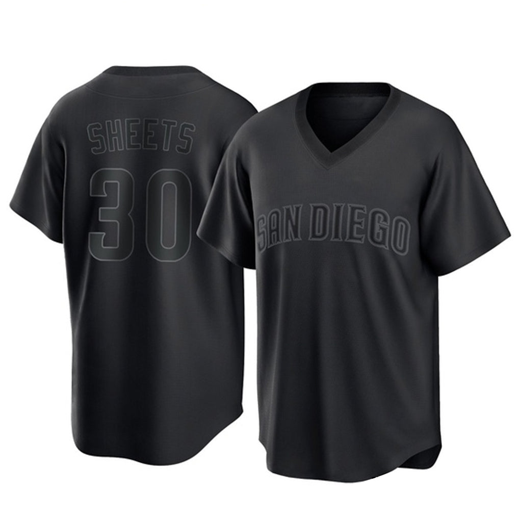 Rebec S.Diego Padres #30 Gavin Sheets Player Black Pitch Fashion Game T-shirt Stitched Jerseys