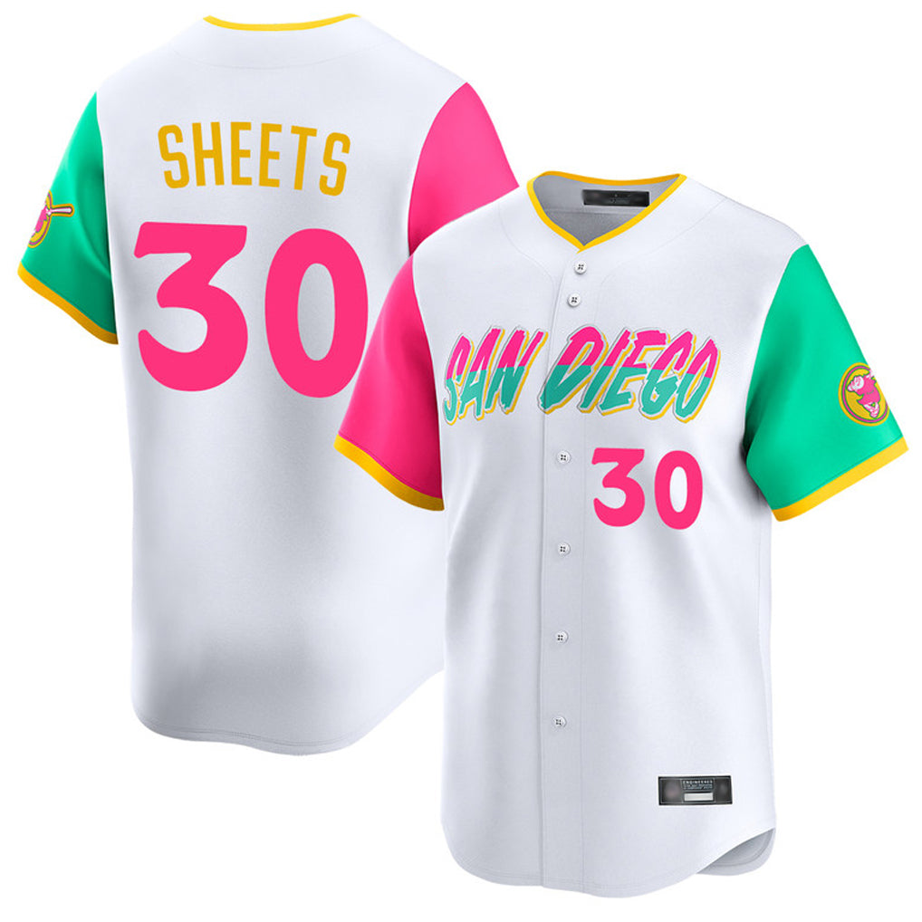 Rebec S.Diego Padres #30 Gavin Sheets Player White City Connect Home Limited Stitched Jerseys