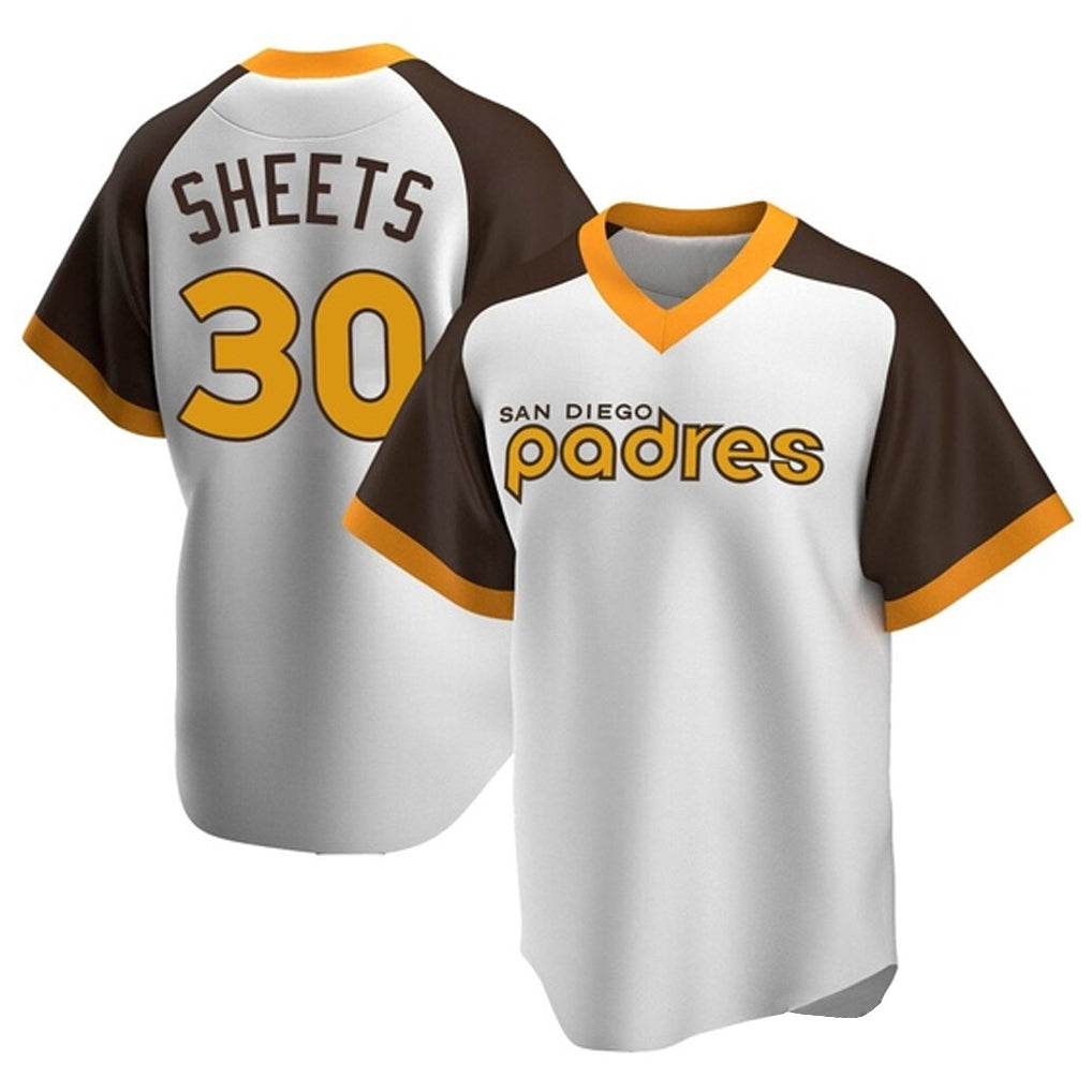 Rebec S.Diego Padres #30 Gavin Sheets Player White Home Cooperstown Collection Replica Game Stitched Jerseys