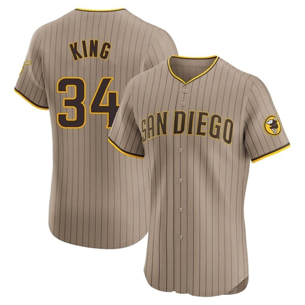 Rebec S.Diego Padres #34 Michael King Player Khaki Home Limited Elite Stitched Jerseys