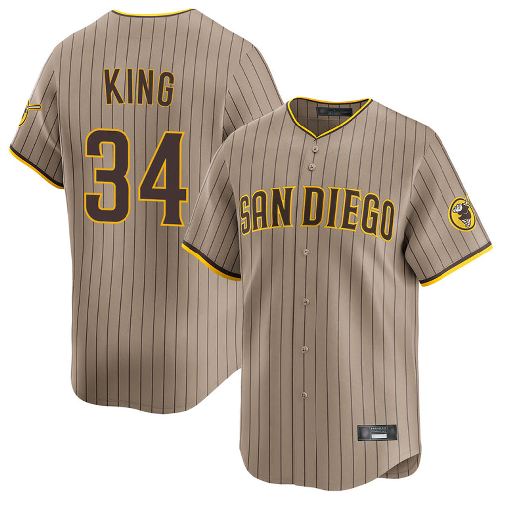 Rebec S.Diego Padres #34 Michael King Player Khaki Home Limited Stitched Jerseys