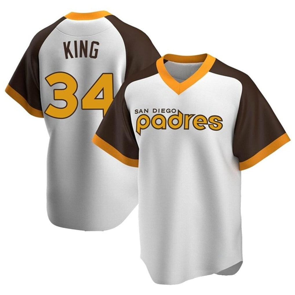 Rebec S.Diego Padres #34 Michael King Player White Home Cooperstown Collection Replica Game Stitched Jerseys