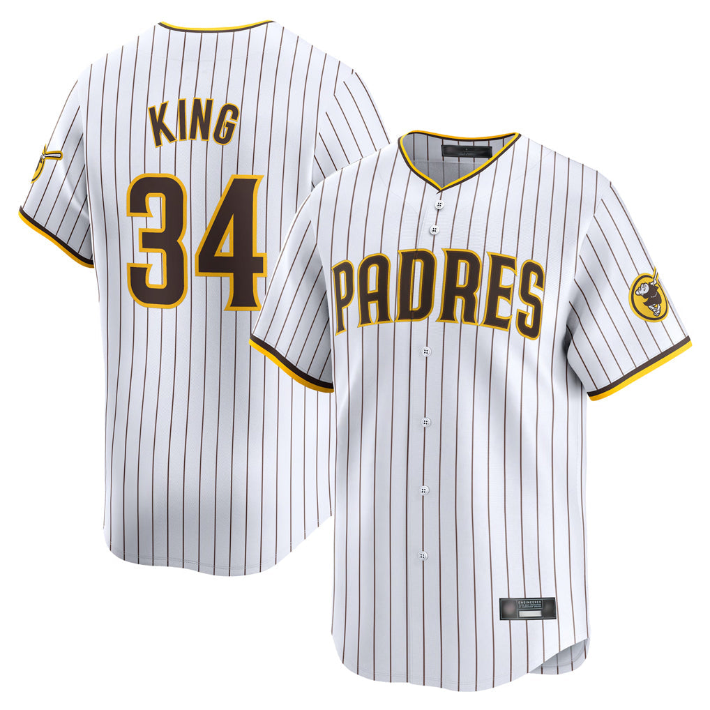 Rebec S.Diego Padres #34 Michael King Player White Home Limited Stitched Jerseys