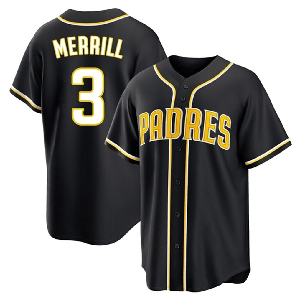 Rebec S.Diego Padres #3 Jackson Merrill Player Black 2026 Fashion Home Stitched Jerseys
