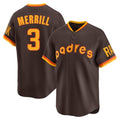 Rebec S.Diego Padres #3 Jackson Merrill Player Brown Home Cooperstown Collection Replica Game Stitched Jerseys