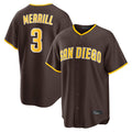 Rebec S.Diego Padres #3 Jackson Merrill Player Brown Home Game Stitched Jerseys