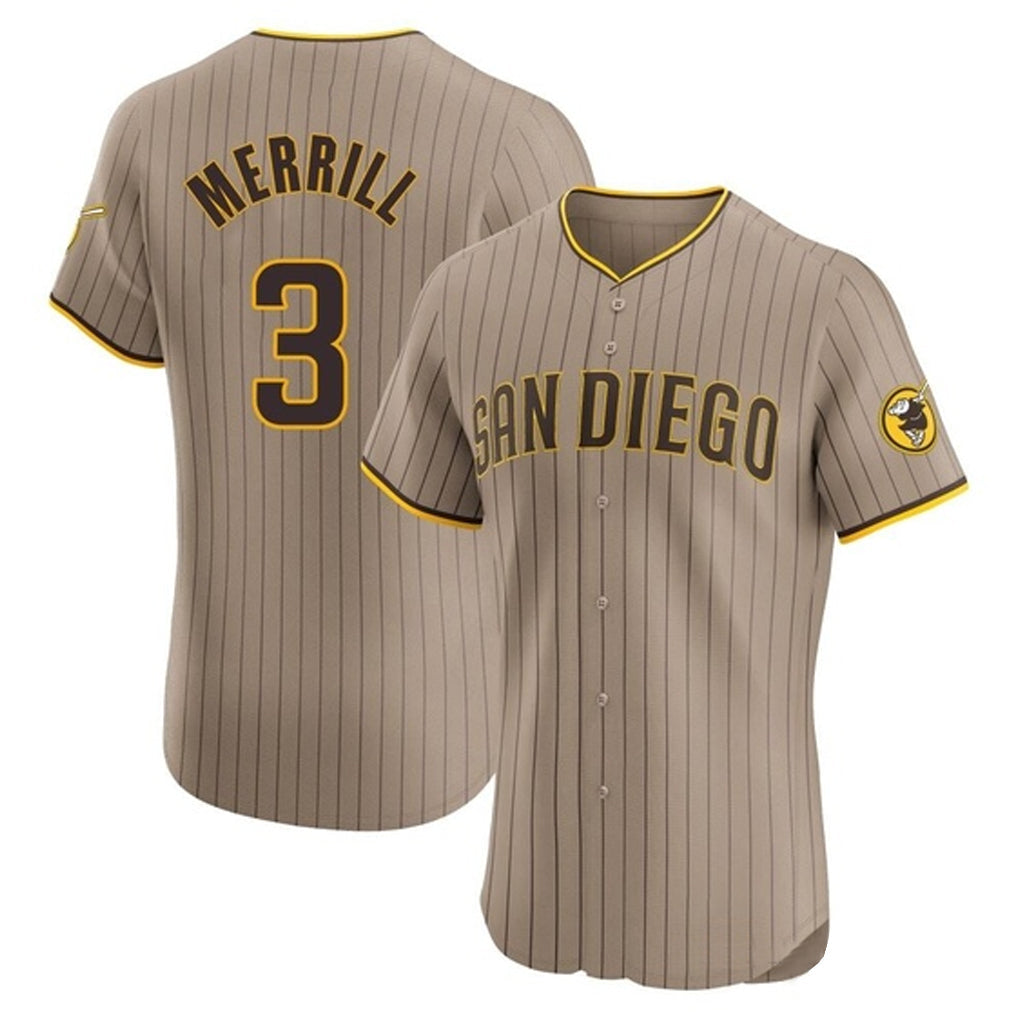 Rebec S.Diego Padres #3 Jackson Merrill Player Khaki Home Limited Elite Stitched Jerseys