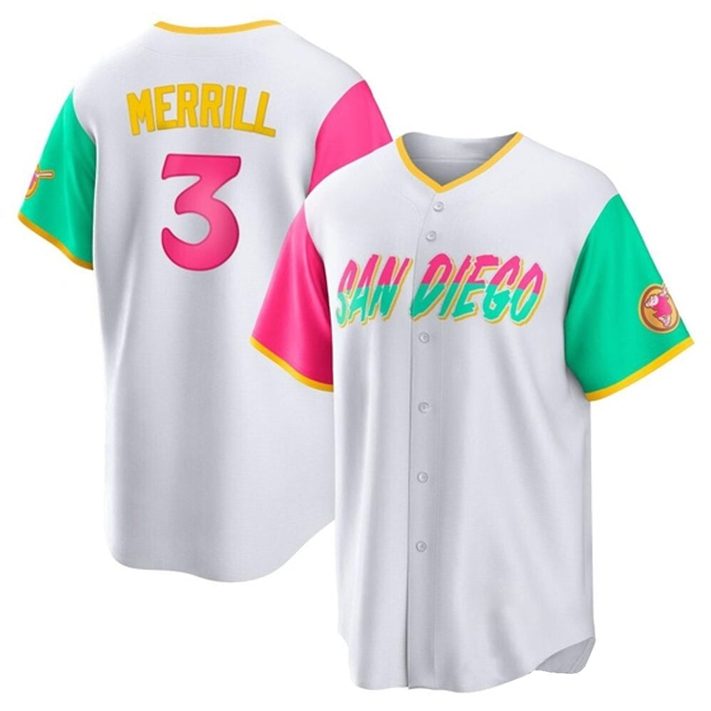 Rebec S.Diego Padres #3 Jackson Merrill Player White City Connect Home Game Stitched Jerseys