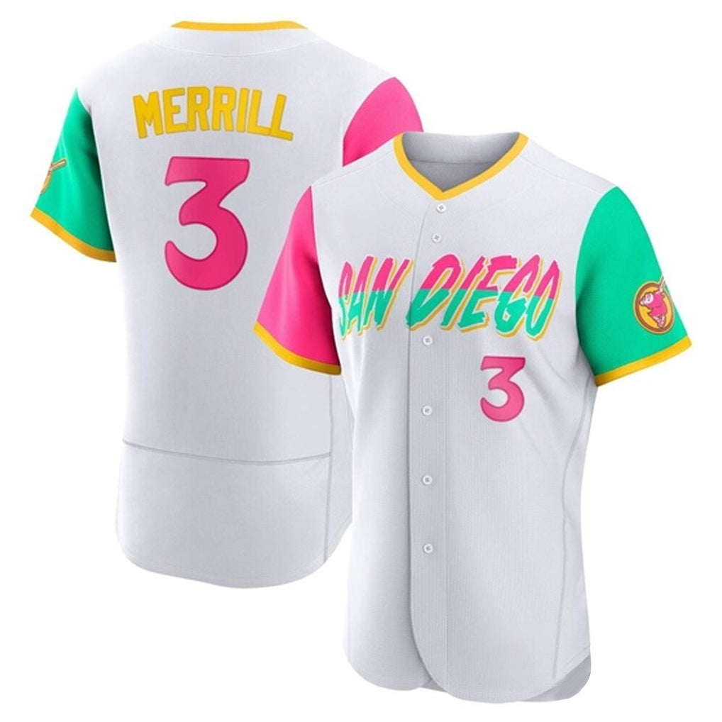 Rebec S.Diego Padres #3 Jackson Merrill Player White City Connect Home Limited Elite Stitched Jerseys