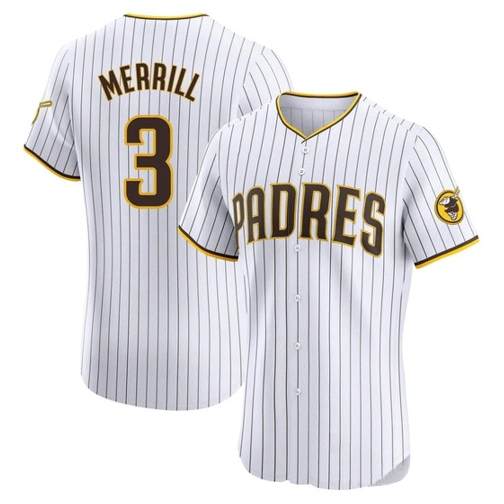 Rebec S.Diego Padres #3 Jackson Merrill Player White Home Limited Elite Stitched Jerseys