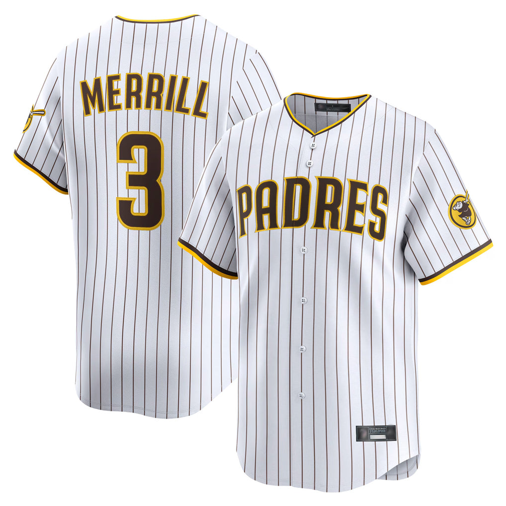 Rebec S.Diego Padres #3 Jackson Merrill Player White Home Limited Stitched Jerseys