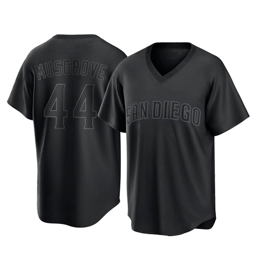 Rebec S.Diego Padres #44 Joe Musgrove Player Black Pitch Fashion Game T-shirt Stitched Jerseys