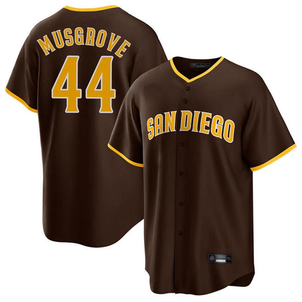 Rebec S.Diego Padres #44 Joe Musgrove Player Brown Home Game Stitched Jerseys