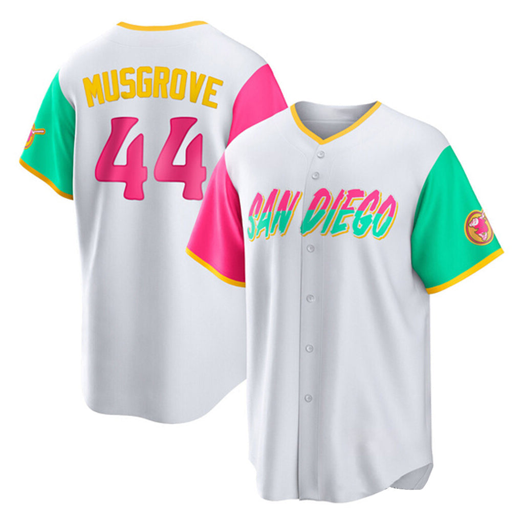 Rebec S.Diego Padres #44 Joe Musgrove Player White City Connect Home Game Stitched Jerseys