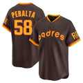 Rebec S.Diego Padres #58 Wandy Peralta Player Brown Home Cooperstown Collection Replica Game Stitched Jerseys