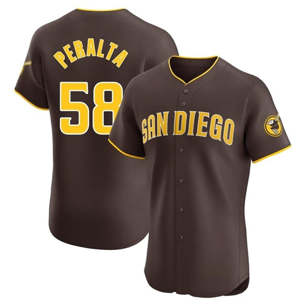Rebec S.Diego Padres #58 Wandy Peralta Player Brown Home Limited Elite Stitched Jerseys